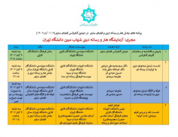 جدول برنامه های بخش هنر و رسانه دینی و فضای سایبر در دومین کنفرانس فضای سایبر